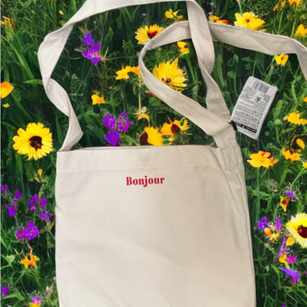 Mini canvas ‘bonjour’ bag